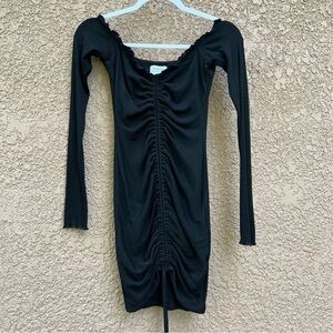 SNDYS Everyday Solid Drawstring Ruched‎ Bodycon Dress Small Bloggers Favorite